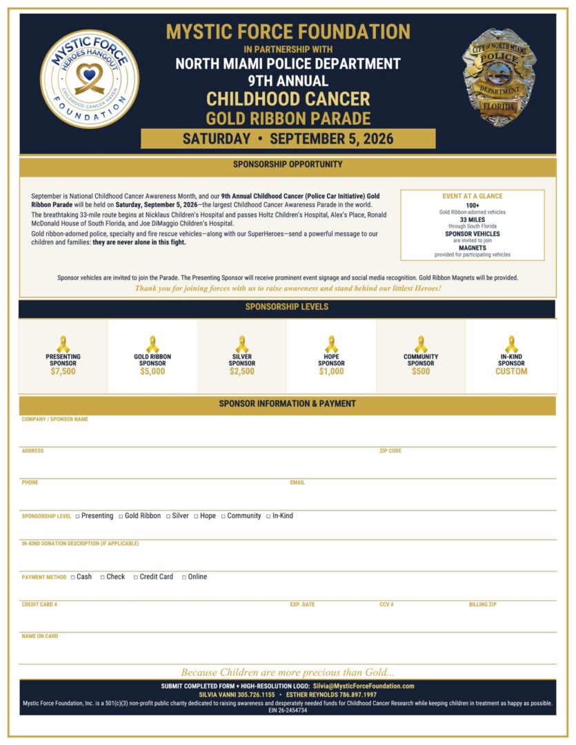 Gold Ribbon Parade Sponsorship 2026
